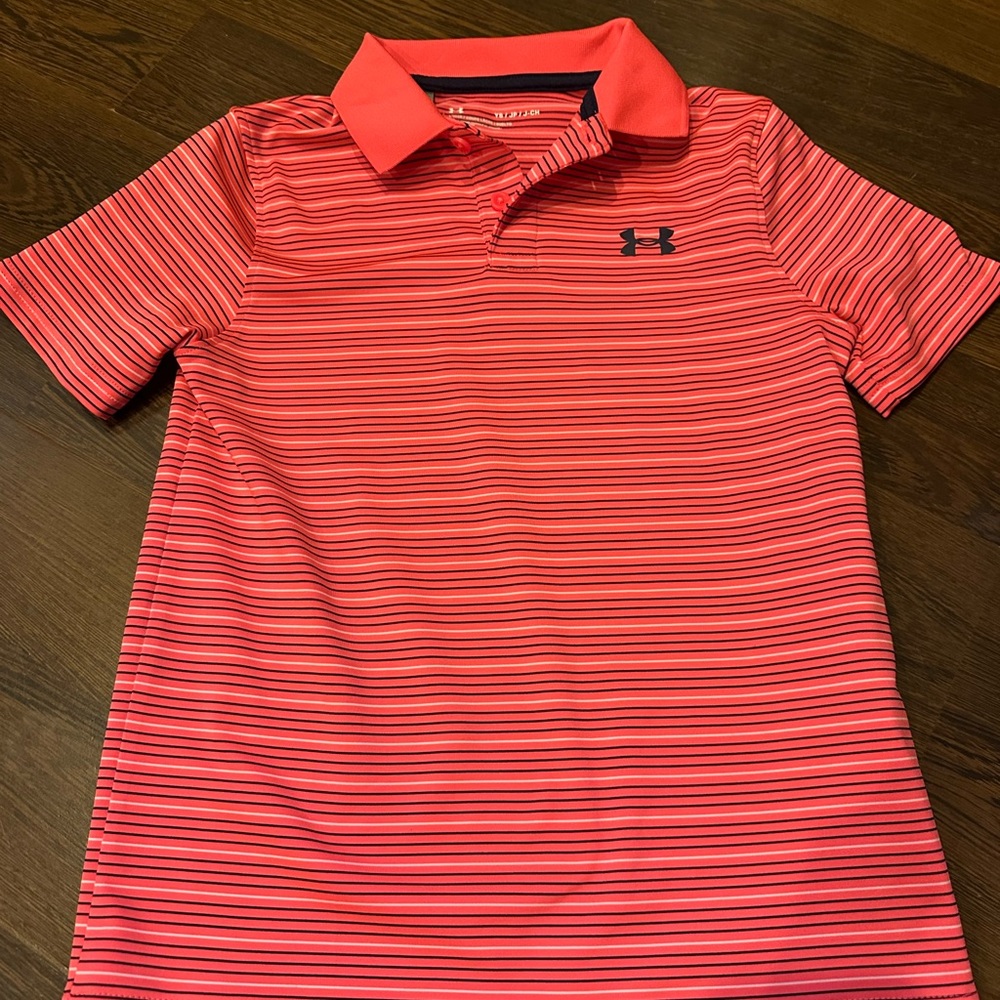 Under Armour Kids Polo in Red and Black Stripes